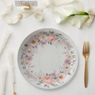 Elegante Wildblume Blumenmuster Sommerhochzeit Pappteller