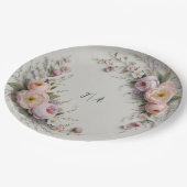 Elegante Wildblume Blumenmuster Sommerhochzeit Pappteller (Schrägansicht)