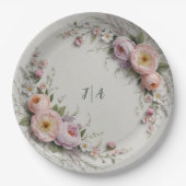 Elegante Wildblume Blumenmuster Sommerhochzeit Pappteller (Vorderseite)