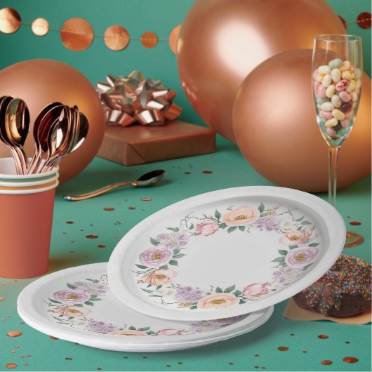 Elegante Wildblume Blumenmuster Sommerhochzeit Pappteller (Multi)