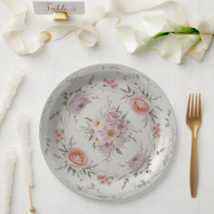 Elegante Wildblume Blumenmuster Sommerhochzeit Pappteller