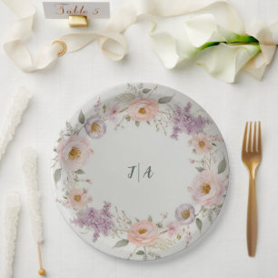 Elegante Wildblume Blumenmuster Sommerhochzeit Pappteller