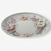 Elegante Wildblume Blumenmuster Sommerhochzeit Pappteller (Schrägansicht)