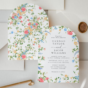 Elegante Wildblume Blumenstrauß Einladung