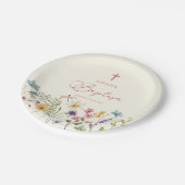 Elegante Wildblume Blumentaufen Pappteller (Schrägansicht)