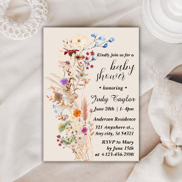 Elegante Wildblume Boho Baby Shower Einladung