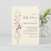 Elegante Wildblume Boho Beige Yellow Baby Shower Einladung (Stehend Vorderseite)