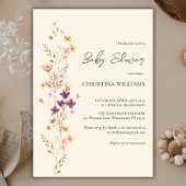 Elegante Wildblume Boho Beige Yellow Baby Shower Einladung