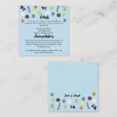 Elegante Wildblume Boho Blue Wedding Begleitkarte (Vorne/Hinten)