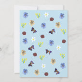 Elegante Wildblume Boho Blue Wedding Einladung (Rückseite)