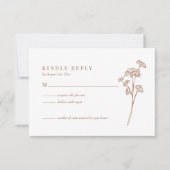 Elegante Wildblume Boho Burnt Orange Wedding RSVP Karte (Vorderseite)