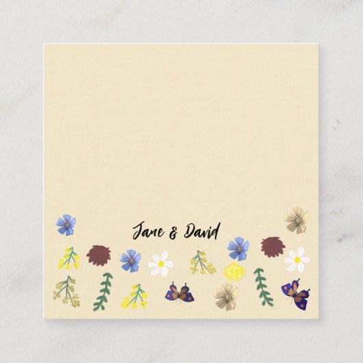 Elegante Wildblume Boho Eggshell Wedding Begleitkarte (Rückseite)