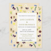 Elegante Wildblume Boho Eggshell Wedding Einladung (Vorne/Hinten)