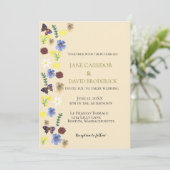 Elegante Wildblume Boho Eggshell Wedding Einladung (Stehend Vorderseite)