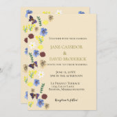Elegante Wildblume Boho Eggshell Wedding Einladung (Vorne/Hinten)