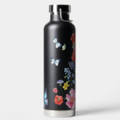 Elegante Wildblume Boho Floral Butterfly Grüne Trinkflasche (links)