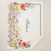 Elegante Wildblume Boho Individuelle Name Sherpadecke (Vorderseite)