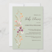 Elegante Wildblume Boho Sage Baby Shower Einladung (Vorderseite)