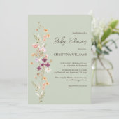 Elegante Wildblume Boho Sage Baby Shower Einladung (Stehend Vorderseite)