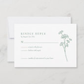 Elegante Wildblume Boho Spring Green Wedding RSVP Karte (Vorderseite)
