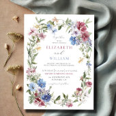Elegante Wildblume Boho Watercolor Wreath Wedding Einladung