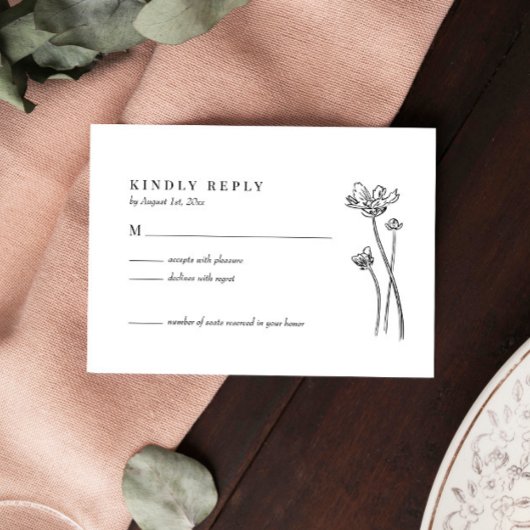 Elegante Wildblume Boho Wedding RSVP Card