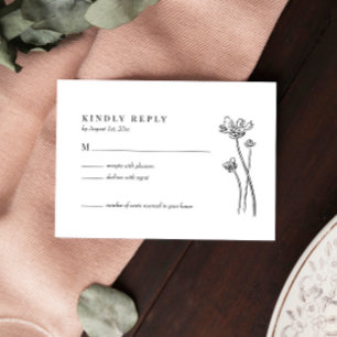Elegante Wildblume Boho Wedding RSVP Card Karte