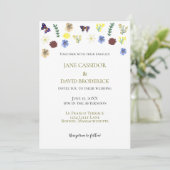 Elegante Wildblume Boho White Wedding Einladung (Stehend Vorderseite)