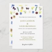 Elegante Wildblume Boho White Wedding Einladung (Vorne/Hinten)