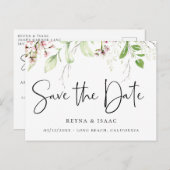 Elegante Wildblume Botanisch Save the Date Ankündigungspostkarte (Vorne/Hinten)