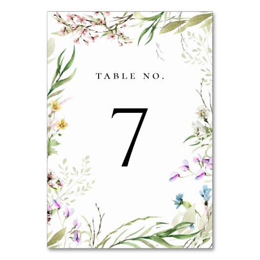 Elegante Wildblume Botanische Tischnummer (Vorderseite)