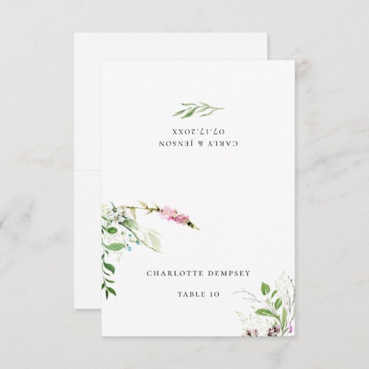 Elegante Wildblume Botanischer Blumenplatz Einladung (Vorne/Hinten)