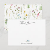 Elegante Wildblume Botanischer Dank Mitteilungskarte (Vorne/Hinten)