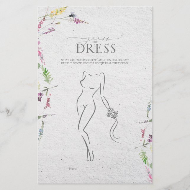 Elegante Wildblume Botanisches Brautparty Spiel (Vorderseite)