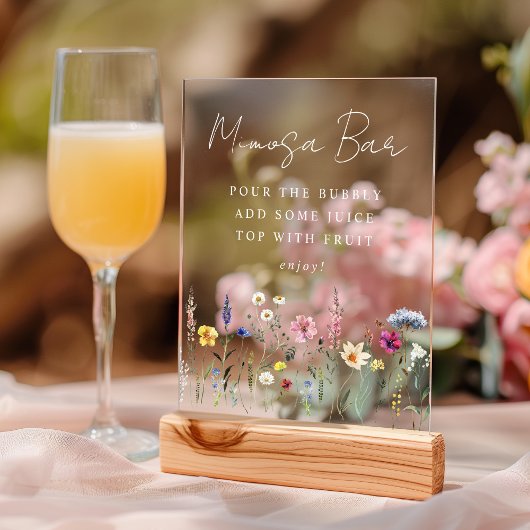 Elegante Wildblume Brautparty Mimosa Bar Acrylschild