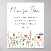 Elegante Wildblume Brautparty Mimosa Bar Sign Poster (Vorne)