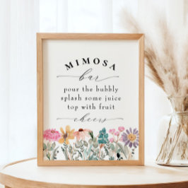 Elegante Wildblume Brautparty Mimosa Bar Sign Poster
