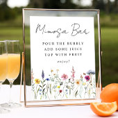 Elegante Wildblume Brautparty Mimosa Bar Sign Poster