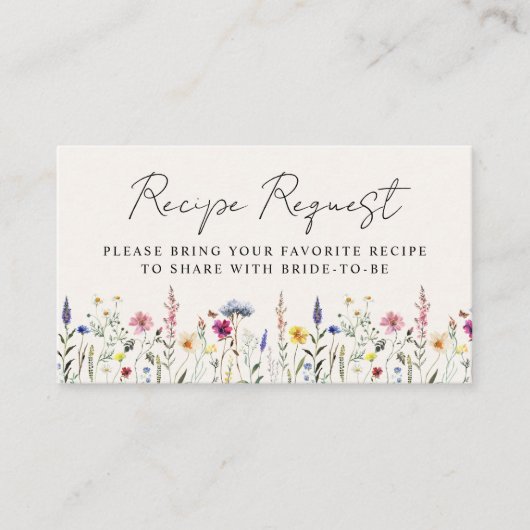 Elegante Wildblume Brautparty Rezept Anfrage Begleitkarte (Vorderseite)