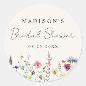 Elegante Wildblume Brautparty Runder Aufkleber (Vorderseite)