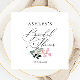 Elegante Wildblume Brautparty Wasserfarben Serviette