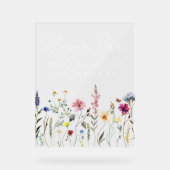 Elegante Wildblume Bridal Dusche Blumenbar Acrylschild (Vorderseite)