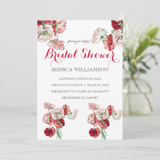 Elegante Wildblume Bridal Dusche Einladung (Stehend Vorderseite)