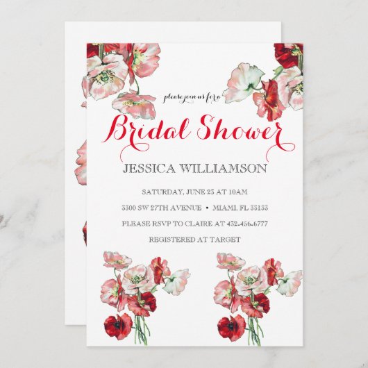 Elegante Wildblume Bridal Dusche Einladung (Vorne/Hinten)