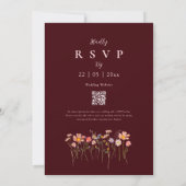 Elegante Wildblume Burgunder Rosa QR Code Einladung (Rückseite)