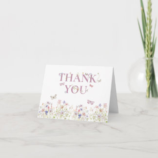 Elegante Wildblume Butterflies Pink Girl Vielen Da Dankeskarte
