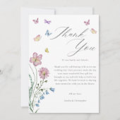 Elegante Wildblume Butterfly Wedding Dankeskarte (Vorderseite)