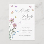 Elegante Wildblume Butterfly Wedding RSVP Begleitkarte (Vorderseite)