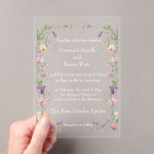Elegante Wildblume Clear Acrylic Wedding Einladung (Insitu (Handheld))