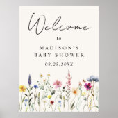 Elegante Wildblume Cream Baby Dusche Begrüßungszei Poster (Vorne)